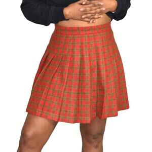Vintage Abercrombie Plaid Skirt Red Tennis Pleated Mini Tartan Wool Size Small